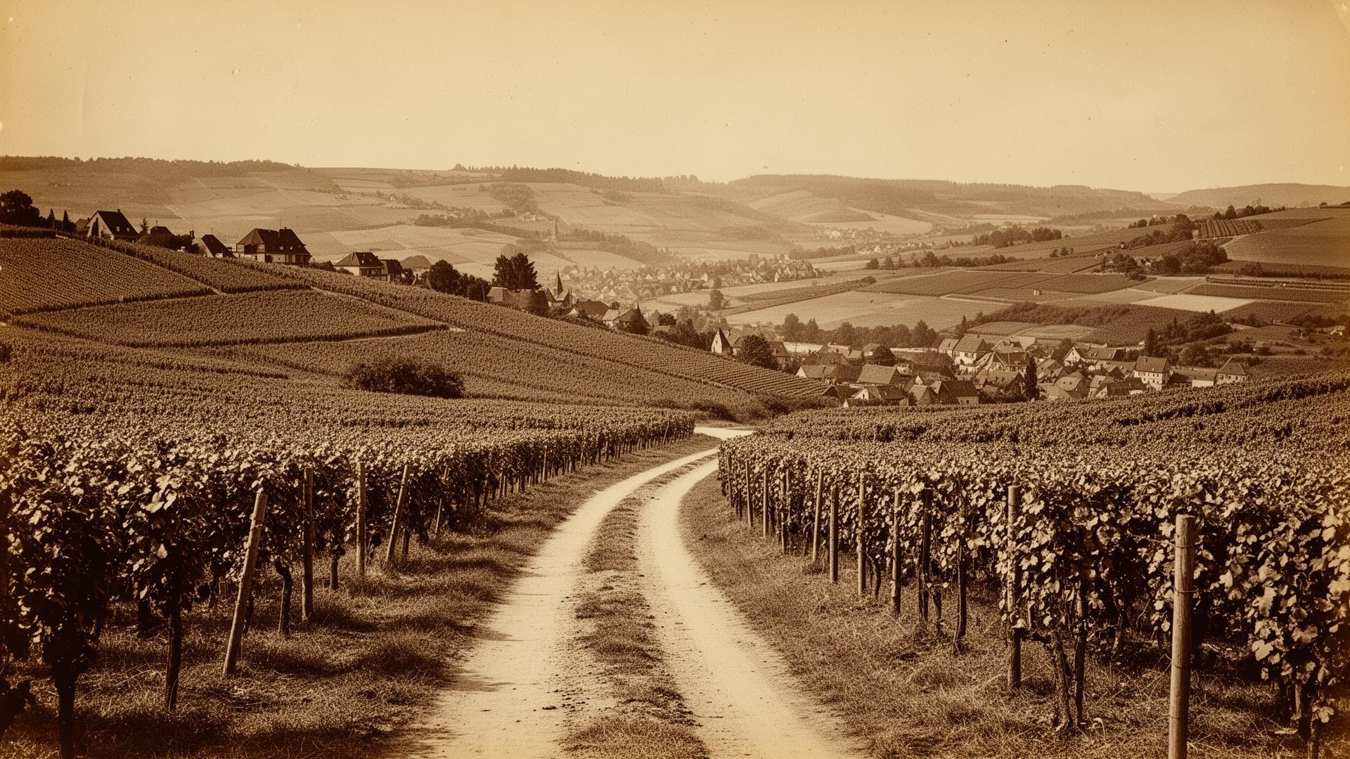 Vignoble alsacien en sépia